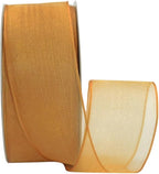 Ribbon Bazaar Sheer Organza Wired Ribbon - 100% Polyester Wire Edged Ribbon for Floral Decor, Table Arrangements, Apparel Embellishment & More - 1-1/2" Old Gold 25yd