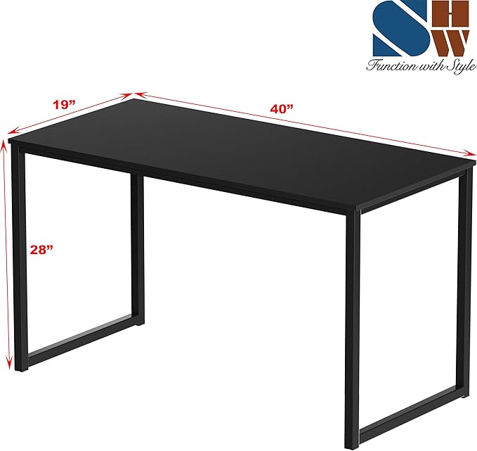 SHW Mission 40-Inch Home Office Computer Desk, Black