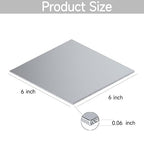 304 Stainless Steel Sheet - 2PCS 6" X 6" X 1/16" Thin Stainless Steel Plate 1/16 Inch Thickness with Protective Film Metal Sheets Stock Sheets for Kitchen DIY Crafting etc. (153 x 153 x 1.67 mm)