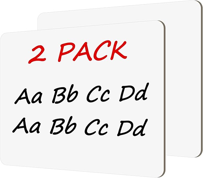 2 PC Small White Board Dry Erase Classroom Pack Boards 9" x12”Personal Whiteboards for Students Teachers School Supplies Lapboards