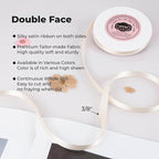 VATIN Double Face Cream Satin Ribbon 3/8" Continuous 50 Yards,Cream Polyester Fabric Ribbon use for Bows Bouquet, Gift Wrapping, Floral Arrangement Wedding Decoration