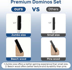 Dominoes Set for Adults with 4 Wooden Racks/Trays, Double Six Dominoes Travel Set with Portable Case Double 6 Dominoes Set with 4 Tiles Holders, 28 Tiles Dominos Set for Family Board Games - Black