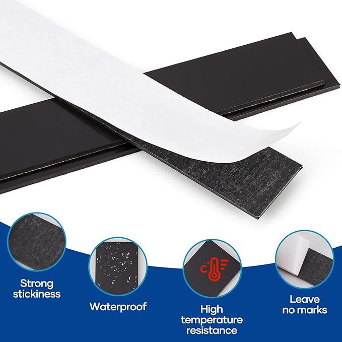 Rammos Magnetic Strips with Adhesive Backing 6 Pack(Each 6 inches x 1 inch) Extra Strong and Heavy Duty Adhesive Magnetic Strips for Tools, Knifes, and Crafts