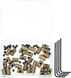 MECCANIXITY 30 Pcs Metal Locking Pin Backs, Locking Pin Keepers Locking Clasp 9mm(H) with 4 Wrench Replacement in Storage Case for Badge, Brooch, Copper Tone