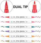TRANSON 36 Colors Fine and Brush Dual-tip Acrylic Paint Marker Pen Set for Canvas Rock Wood Leather Ceramic DIY Painting