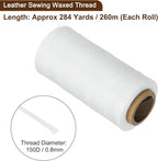 Uxcell 150D 0.8mm Flat Waxed Polyester Leather Sewing Thread, White, 284 Yards (260m), 1 Roll