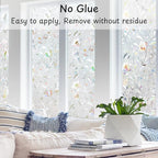 NINETREX Window Privacy Film,3D Stained Glass Window Film,Decorative Window Covering Sun Blocking Vinyl Static Cling Anti-UV Heat Control for Home Decor,Tulip 35.4 x 157.4inch