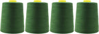 Mandala Crafts 4 Pack of Serger Threads Cones Spools - 20S/2 24000 Yards Polyester Hunter Green Threads for Sergers Machine and Overlock Quilting Sewing Machine