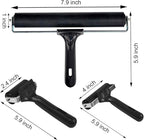 3 Pack Printmaking Brayers - Premium Brayer Rollers for Crafting, Hard Rubber Roller Brayers, Vinyl Roller Ink Paint Brush for Wallpapers Stamping Gluing Application (2.4’’, 4’’, 7.9’’) (Black)
