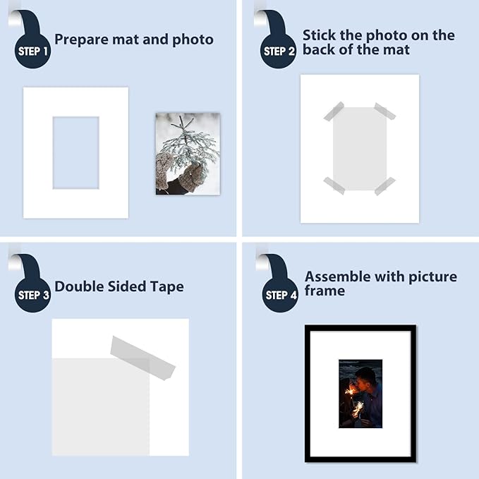 Mat Board Center, Pack of 10, 8x10 for 4x6 White Photo Picture Mats - Acid Free, 4-ply Thickness, White Core - for Pictures, Photos, Framing