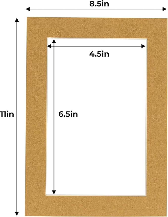 5x7 Mat for 8.5x11 Frame - Precut Mat Board Acid-Free Show Kit with Backing Board, and Clear Bags Rattan Beige 5x7 Photo Matte Made to Fit a 8.5x11 Picture Frame Matboard for Framing, Pack of 25 Mats