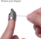 J.CARP 4Pcs Sewing Thimble, Metal Dazzle Color Sewing Thimble Finger Protector, Adjustable Finger Shield Ring Fingertip Thimble Sewing Quilting Craft, Accessories DIY Sewing Tools (2 Sizes, S/M)