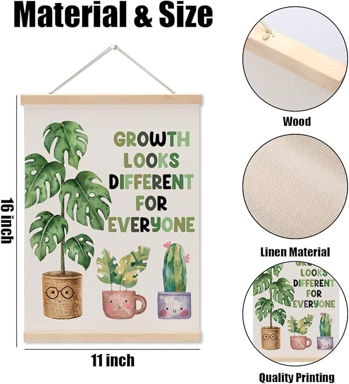 Inspirational Poster Hanger, Therapy Office Decor Growth Mindset Wall Decor Motivational Gifts Educational Posters Wall Art Wall Hanging Banner Classroom Toddler Room Nursery Home Baby Room Decor