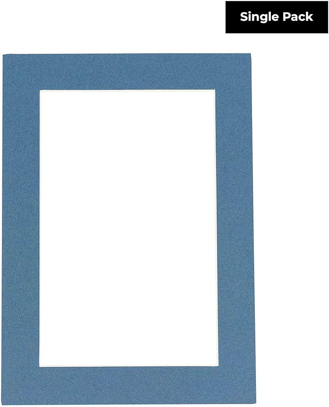 8x10 Mat Bevel Cut for 5x8 Photos - Acid Free Steel Blue Precut Matboard - For Pictures, Photos, Framing - 4-ply Thickness