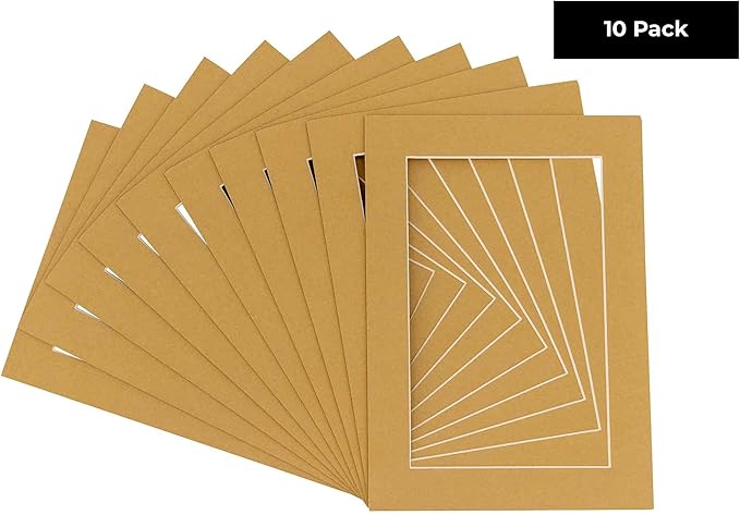 5x7 Mat for 8.5x11 Frame - Precut Mat Board Acid-Free Show Kit with Backing Board, and Clear Bags Rattan Beige 5x7 Photo Matte Made to Fit a 8.5x11 Picture Frame Matboard for Framing, Pack of 10 Mats