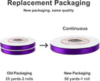 VATIN Double Face Bright Purple Satin Ribbon 3/8" Continuous 50 Yards,Purple Polyester Fabric Ribbon use for Bows Bouquet, Gift Wrapping, Floral Arrangement Wedding Decoration