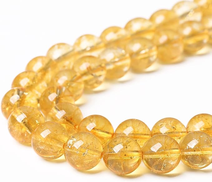 4mm 90Pcs Natural Citrine Beads for Jewelry Making Gemstone Round Loose Beads DIY Bracelet Necklace (Citrine, 4mm)