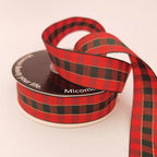 Micomon X'Mas Gingham Ribbon Green Red Metallic Gingham Ribbon 25 Yards Each Roll 100% Polyester (1",RedGreenGold)