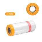 HARFINGTON Pre-Taped Masking Film 43.3" x65.6ft Double Adhesive Tape and Drape Painters Plastic Drop Cloth Film with Tape Plastic Sheeting for Automotive Painting Covering