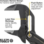 Klein Tools D53112 Compact Plier Wrench, High Leverage Multi-Use Adjustable Plier Wrench with Smooth Jaws, 12-Inch