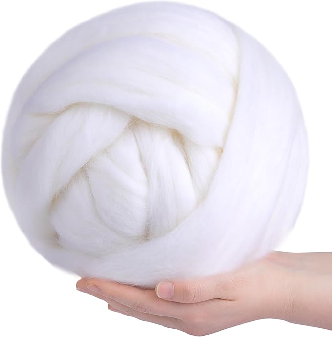 Wool Roving Bulk - 8.82oz/250g Super Wool Chunky Yarn, Wool Roving Top for Needle Felting, Soft Felting Wool Supplies for Hand Spinning, Felting, Blending, Weaving and DIY Craft