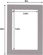 8x10 Mat for 6x8 Photo - Precut Charcoal Picture Matboard for Frames Measuring 8 x 10 Inches - Bevel Cut Matte to Display Art Measuring 6 x 8 Inches - Acid Free Pack of Ten MATS