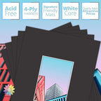 MBC MAT BOARD CENTER, 5 Pack 11x14 for 5x7 Black Picture Mats Frame Mattes, Bevel Cut, Acid Free, 4-ply Thickness