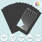 MBC MAT BOARD CENTER, 10 Pack 4x6 for 3x5 Black Picture Mats Frame Mattes, Bevel Cut, Acid Free, 4-ply Thickness