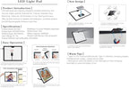 Wireless Rechargeable A3 LED Light Pad w/Built-in Foldable Stand, 3 Color Tone, 6 Levels of Brightness, Battery Powered Evenly Illuminated Light Box for Tracing Drawing and Diamond Painting