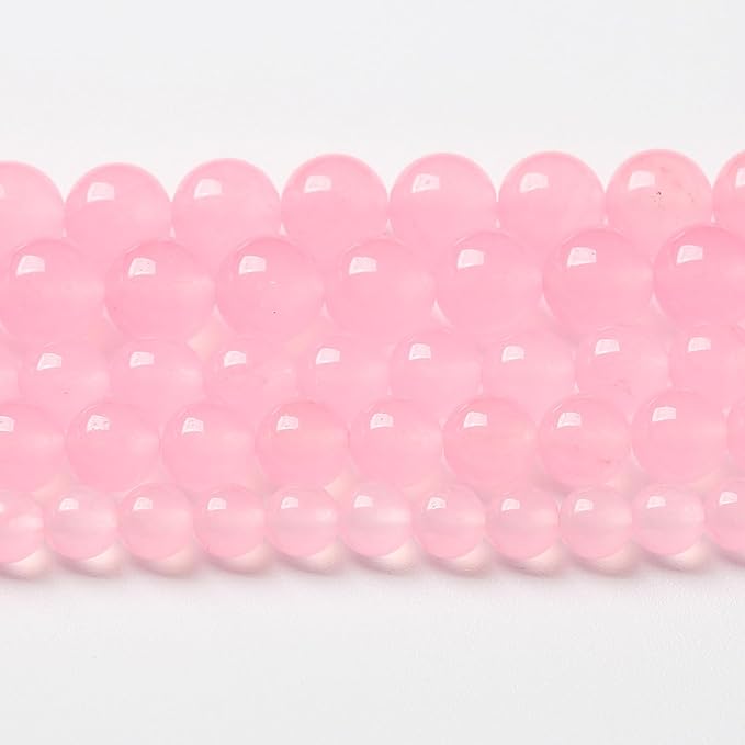 10mm 36pcs Natural Light Pink Chalcedony Stone Beads for Jewelry Making Energy Healing Power Stone DIY Bracelet Necklace Accessories 15" (10mm, Light Pink Chalcedony)