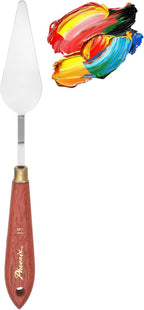 MECCANIXITY Pack of 1 Palette Knife No.15, 8.9" Long Palette Knives with Stainless Steel Flexible Spatula Pallet Knife and Wood Handle for Scraping, Mixing, Oil Acrylic Painting Canvas