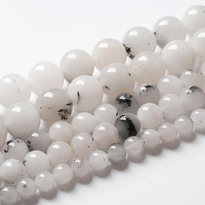 60pcs 6mm Natural Black Rutilated Quartz Crystal Jade Stone Beads for Jewelry Making Energy Healing Power Stone Beads DIY Bracelet Necklace Accessories 15" (6mm, Black Rutilated Quartz Jade)