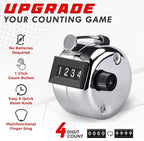2pcs Tally Counters, 4 Digit Number Resettable Clicker Counter with Nylon Lanyard, Lap Number Counting Clicker for Coaching Knitting Golf Baseball Event, Manual Pitch Counter Clicker with Finger Ring