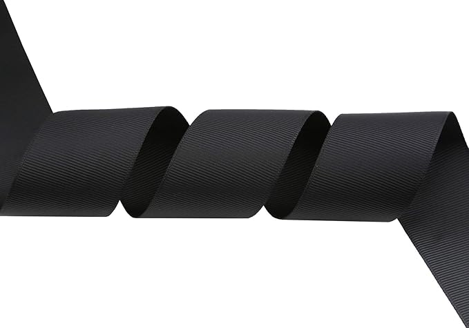 ITIsparkle 11/2" Inch Grosgrain Ribbon 25 Yards-Roll Set for Gift Wrapping Cake Decoration Party Favor Hair Braids Hair Bow Baby Shower Decoration Floral Arrangement Craft Supplies, Black Ribbon
