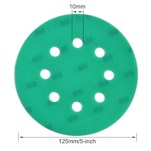 5-Inch 8-Hole Wet Dry Sanding Discs 800 Grit, Polyester Film Backed Heavy-Duty Hook and Loop Sandpaper for Random Orbital Sander, 50-Pack