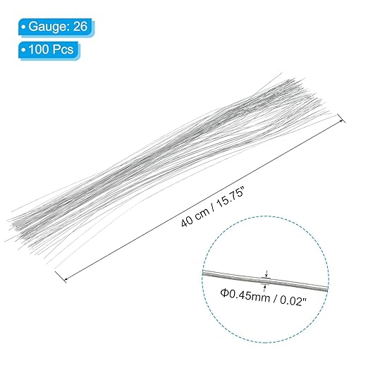 PATIKIL 22 Gauge 16" Floral Stem Wire, 100 Pcs Paper Wrapped Iron Artificial Flower Stem Accessories for DIY Bouquet Stem and Craft Decoration, Silver