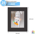 Mat Board Center, Pack of 25, 16x20 for 11x14 Black Mats - Acid Free, 4-ply Thickness, White Core - for Pictures, Photos, Framing