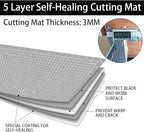 Headley Tools 18"x12" Thickened Self Healing Cutting Mat, A3 Rotary Cutting Sewing Mat for Crafts, Double Sided 5-Ply Table Cutting Board for Fabric Quilting Leather Hobby Project, Grey/Black