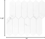 SUNWINGS Backsplash Tile for Kitchen Peel and Stick, Stone Composite Self Adhesive Tiles Faux Marble Pattern Long Hexagon Mosaic Wall Tile for Kitchen, 12 Inch x 11.22 Inch 10 Sheets White Marble