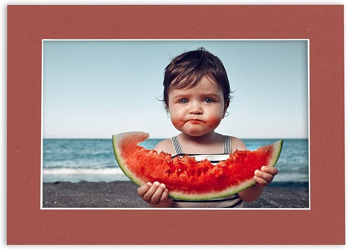 Poster Palooza 8x10 Mat Bevel Cut for 6x8 Photos - Acid Free Brick Red Precut Matboard - For Pictures, Photos, Framing - 4-ply Thickness