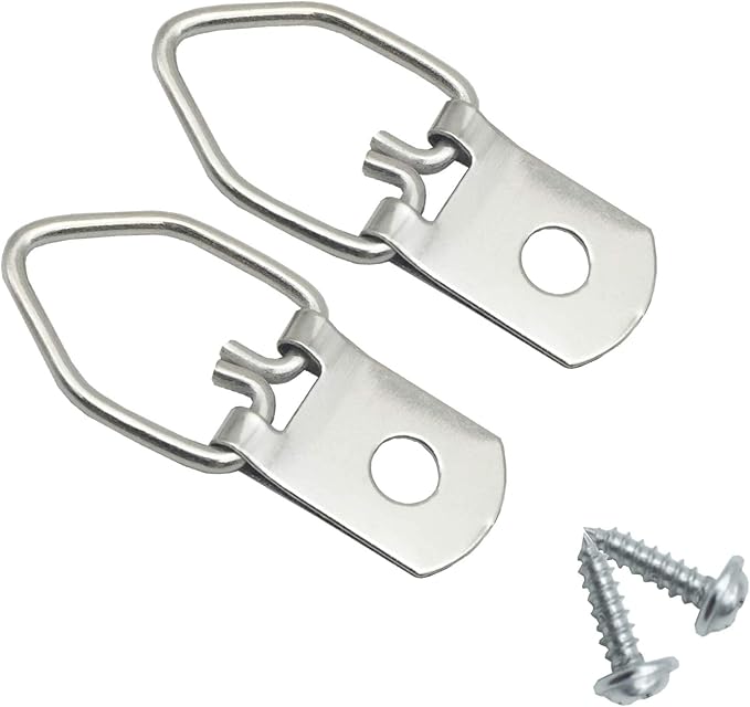 150 Pack Small D-Ring Steel Picture Hangers with Screws Picture Frames Picture Hang Solutions, for Hanging Clock Paintings Artwork Picture Frame Hook Photos