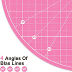 Headley Tools 13"x13" Round Rotating Cutting Mat, Self Healing Mat with 360-Degree Rotation & Anti-Slip Base, Sewing Board Cutting Mat Perfect for Fabric Quilting Leather Hobby Project, Pink