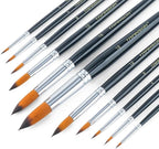 Transon 11pcs Round Paint Brush Basic Set for Watercolor, Acrylic, Gouache, Ink, and Tempera Painting