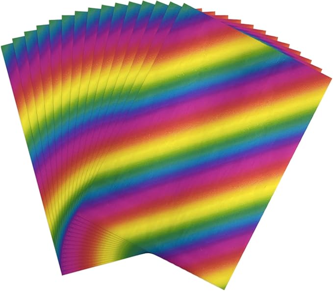 Briartw 20x29cm Hot Foil Paper 50 Sheets Pack Toner Reactive Foil Hot Stamping Foil Paper by Laser Printer and Laminator for Scrapbooking Craft Cardmaking DIY Album (Rainbow, 100 Sheets)