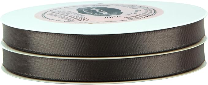 VATIN Double Face Dark Olive Satin Ribbon 3/8" Continuous 50 Yards,Dark Olive Polyester Fabric Ribbon use for Bows Bouquet, Gift Wrapping, Floral Arrangement Wedding Decoration