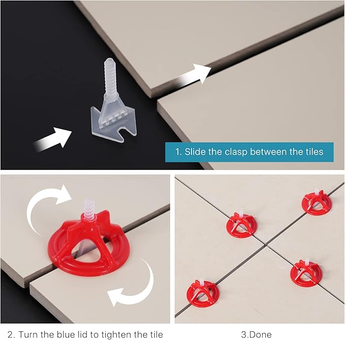 Professional Tile Leveling System Kit，Anti-Loosening Spacers/Wall, Bathroom Tiling - 1/32" Precision Alignment & Grout Spacing Tools(2000base, 1/32)