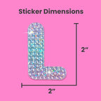 StickerBeans® Rhinestone Alphabet Letter Sticker L - Unique Sparkly Design 2” x 2” Cut-to-Shape Adhesive - Personalization, Collecting, Gifting, Scrapbooking, Decorating Laptops, Phone Cases, All Ages