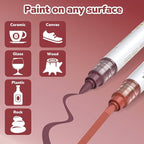 Guangna 12 Red Brown Dual Tip Acrylic Paint Markers, Brush Tip & Chisel Tip Acrylic Paint Pens for Rock, Wood, Glass, Paper, Coloring Book, Ceramic, Canvas, Water-Based Ink