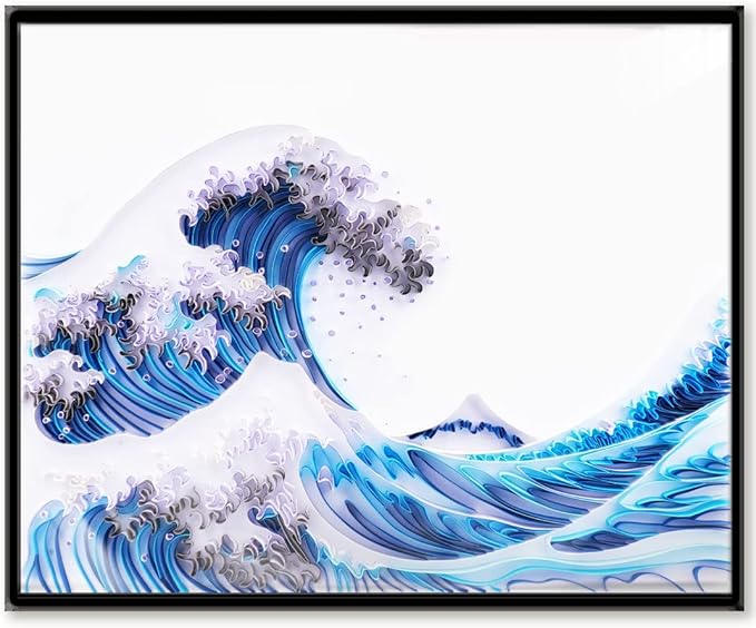 Uniquilling Quilling Kit Paper Quilling Kit for Adults Beginner, Handmade DIY Craft Quilling Paper Filigree Painting Kit Tools, Room Wall Art Decor Gifts, 16 * 20-inch Great Wave Off Kanagawa (Basic)