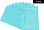 Pack of 25 Acid Free 11x14 Mats Bevel Cut for 8.5x11 Photos - Aquamarine Blue Precut Matboards For Pictures, Photos, Framing - 4-ply Thickness